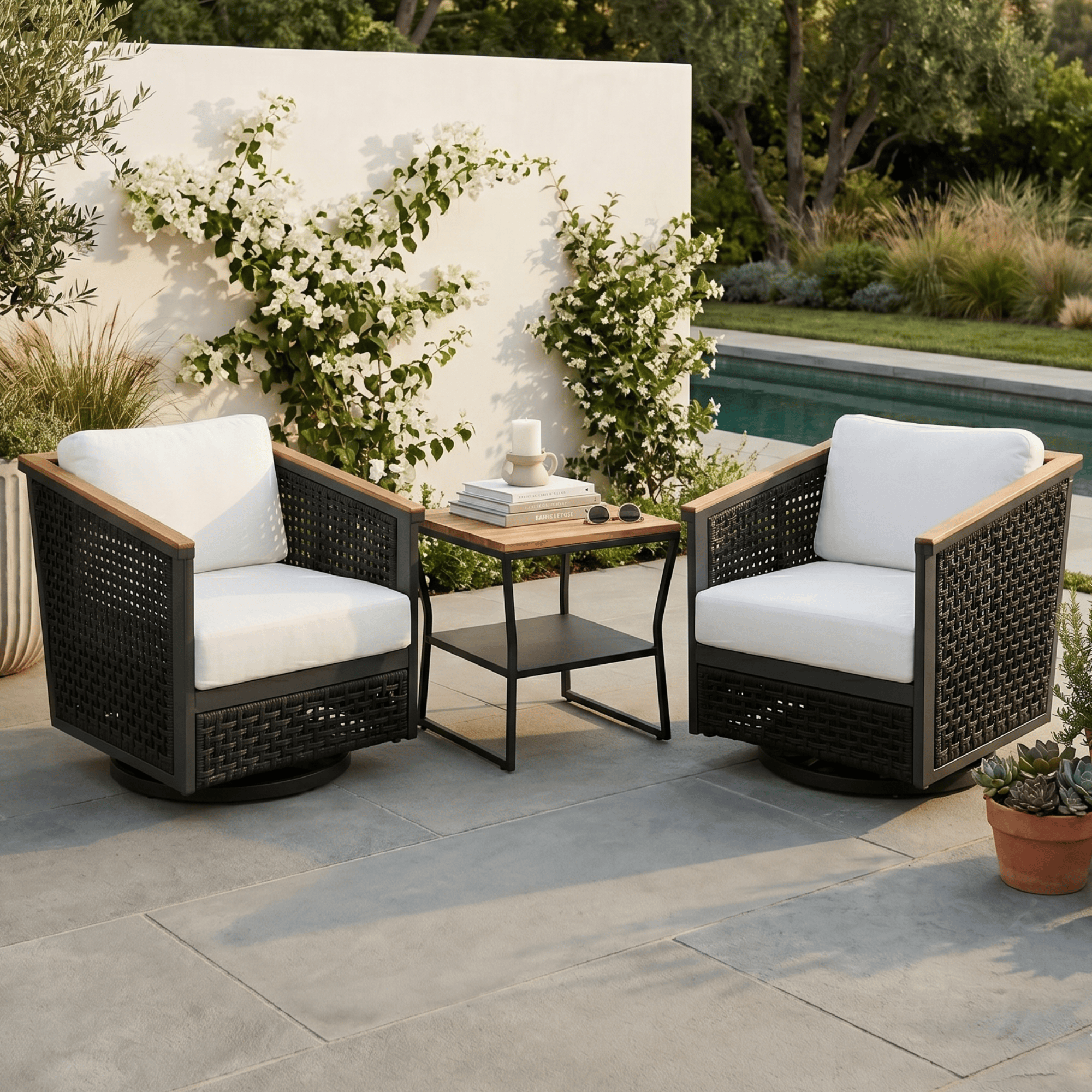 East Green Linden Swivel Chair Conversation Set