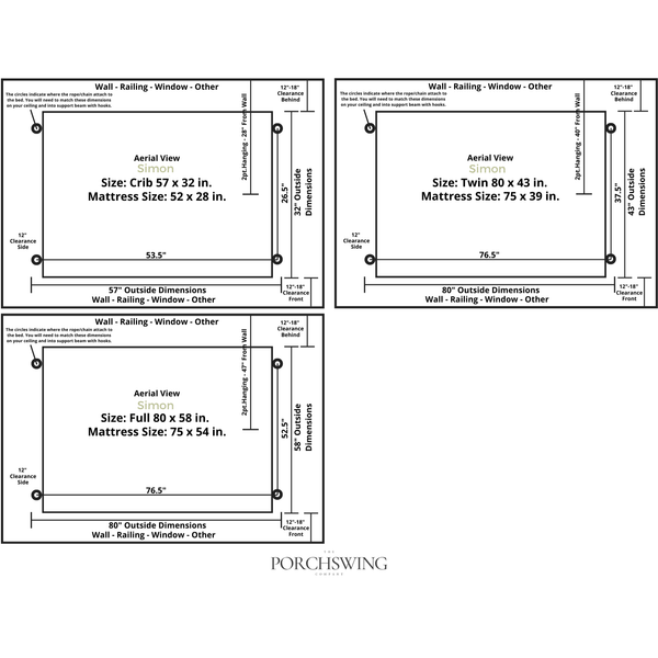 Lowcountry Swing Beds Twin, Kiln Dried Pine The Modified Cooper River Daybed Swing
