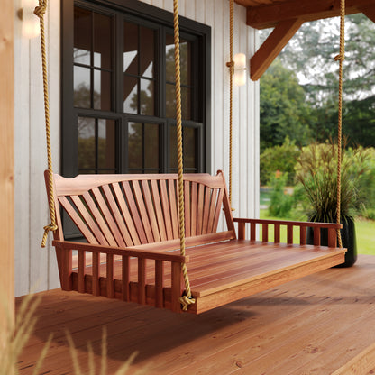 Sunburst Red Cedar Swing Bed in Cedar Stain