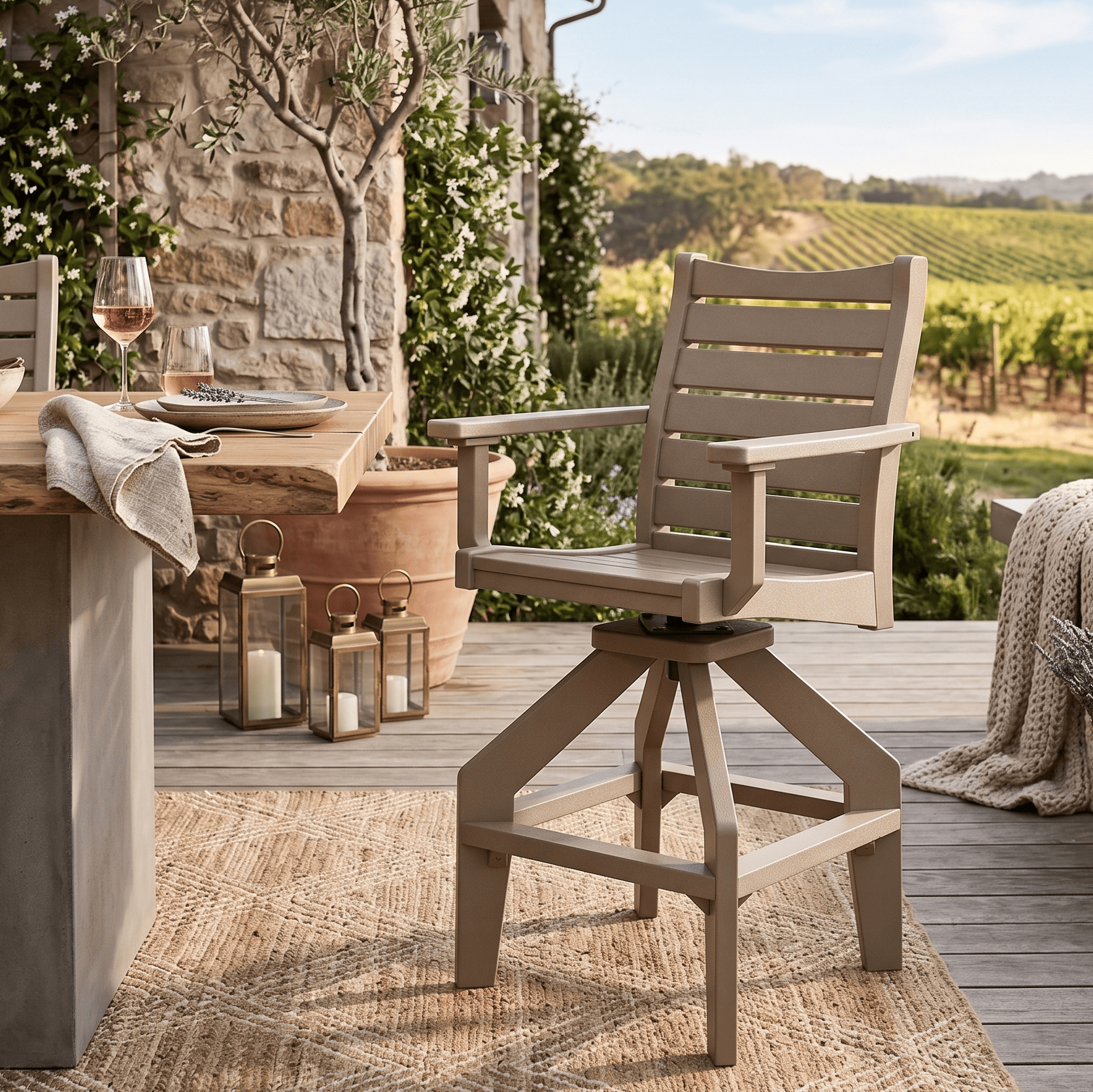 Berlin Gardens Bristol Outdoor Poly Lumber Swivel Bar Chair