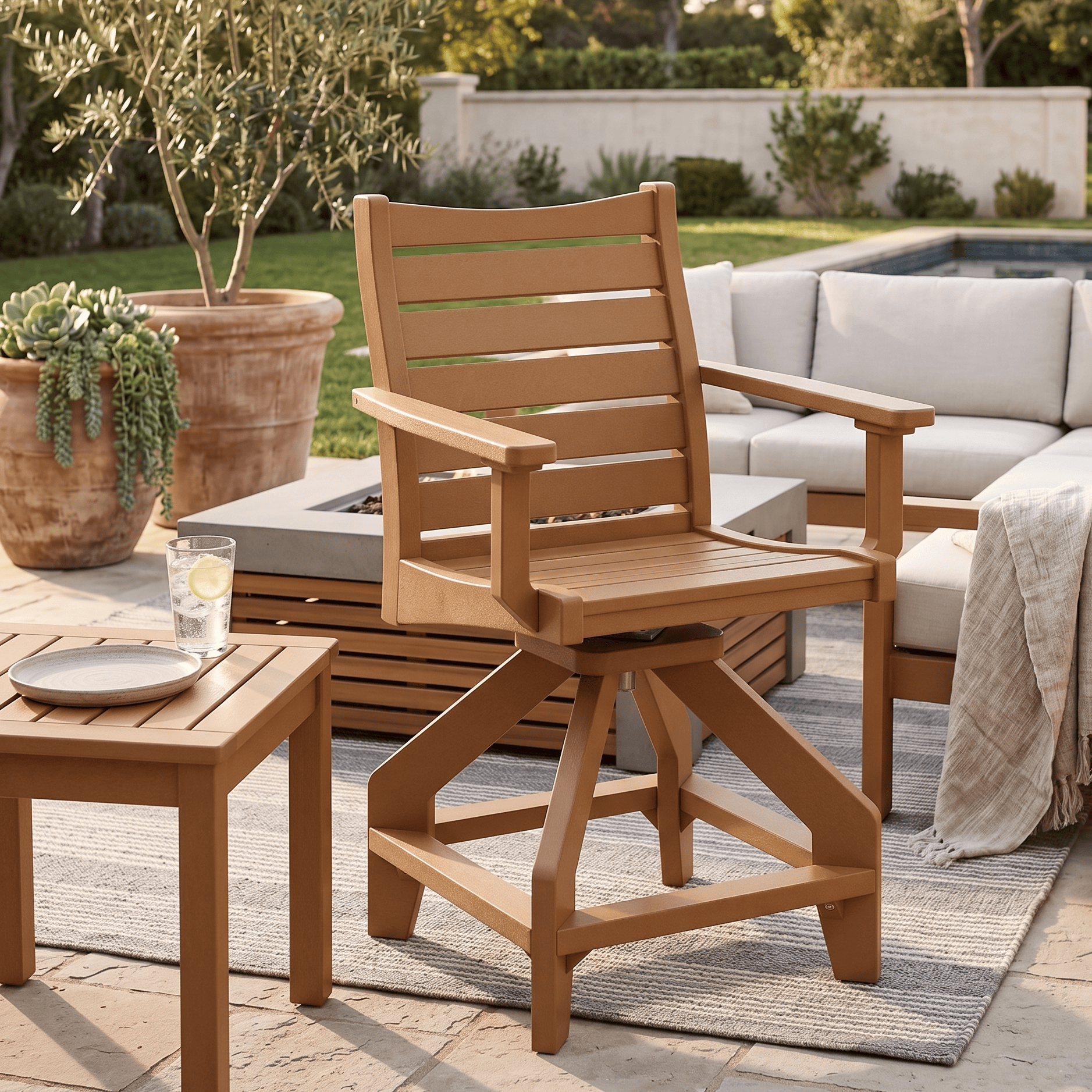 Berlin Gardens Bristol Outdoor Poly Lumber Swivel Counter Chair