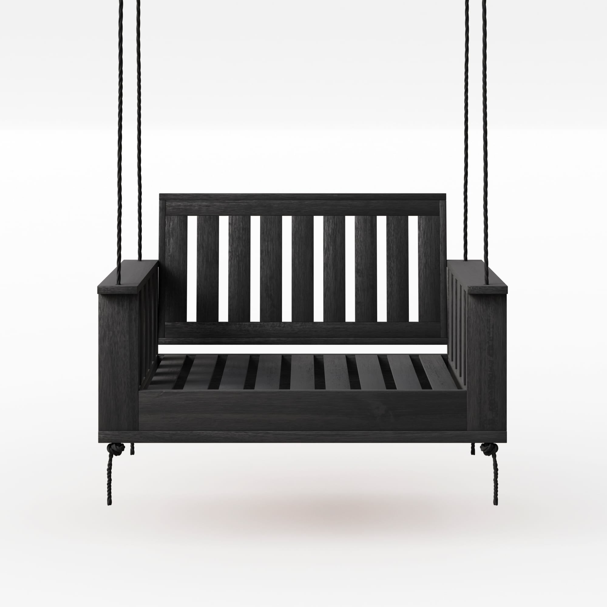 Amish Casual Rockford Daybed Swing Package with Included Cushions, Lounge, Tricorn Black Paint
