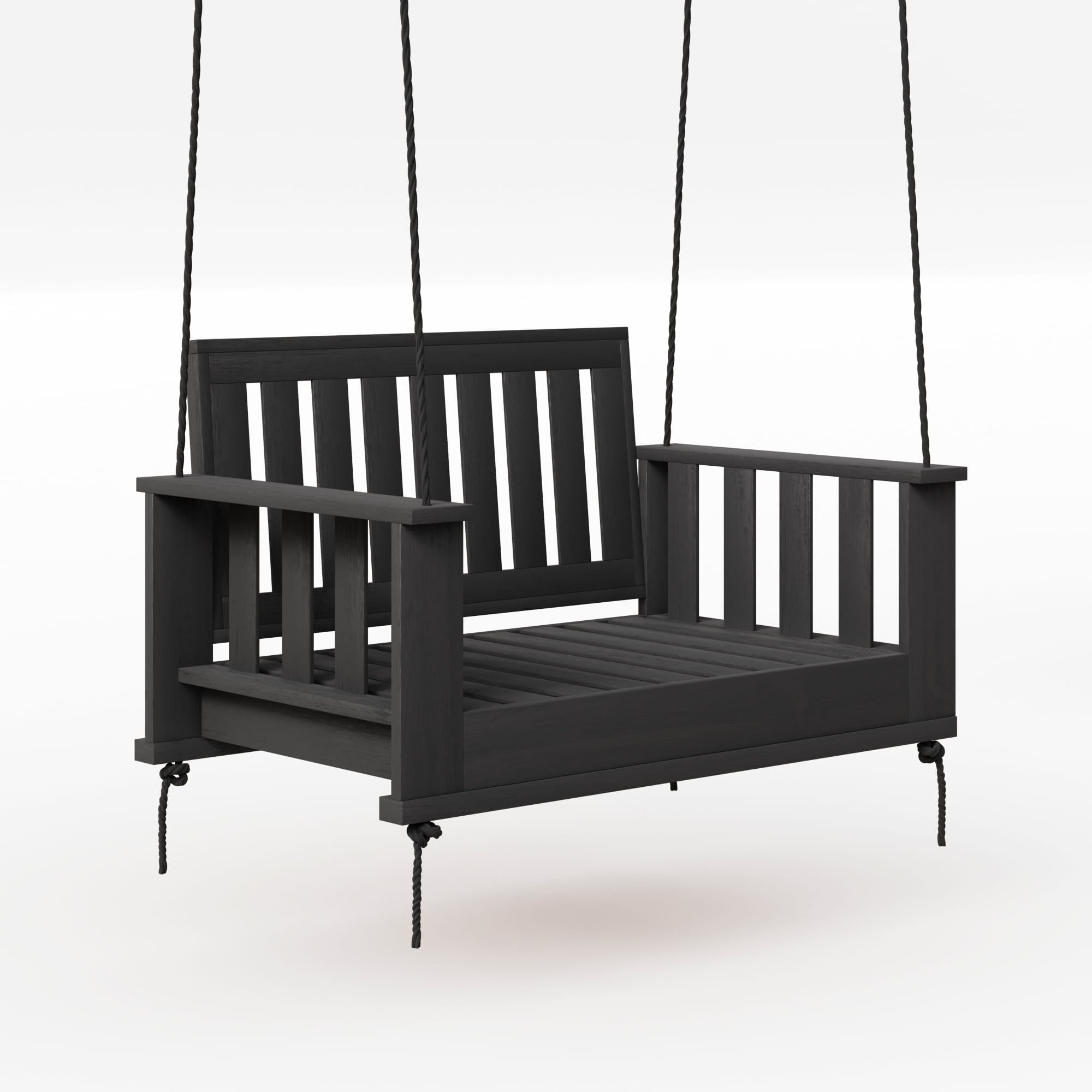 Amish Casual Rockford Daybed Swing Package with Included Cushions, Lounge, Tricorn Black Paint