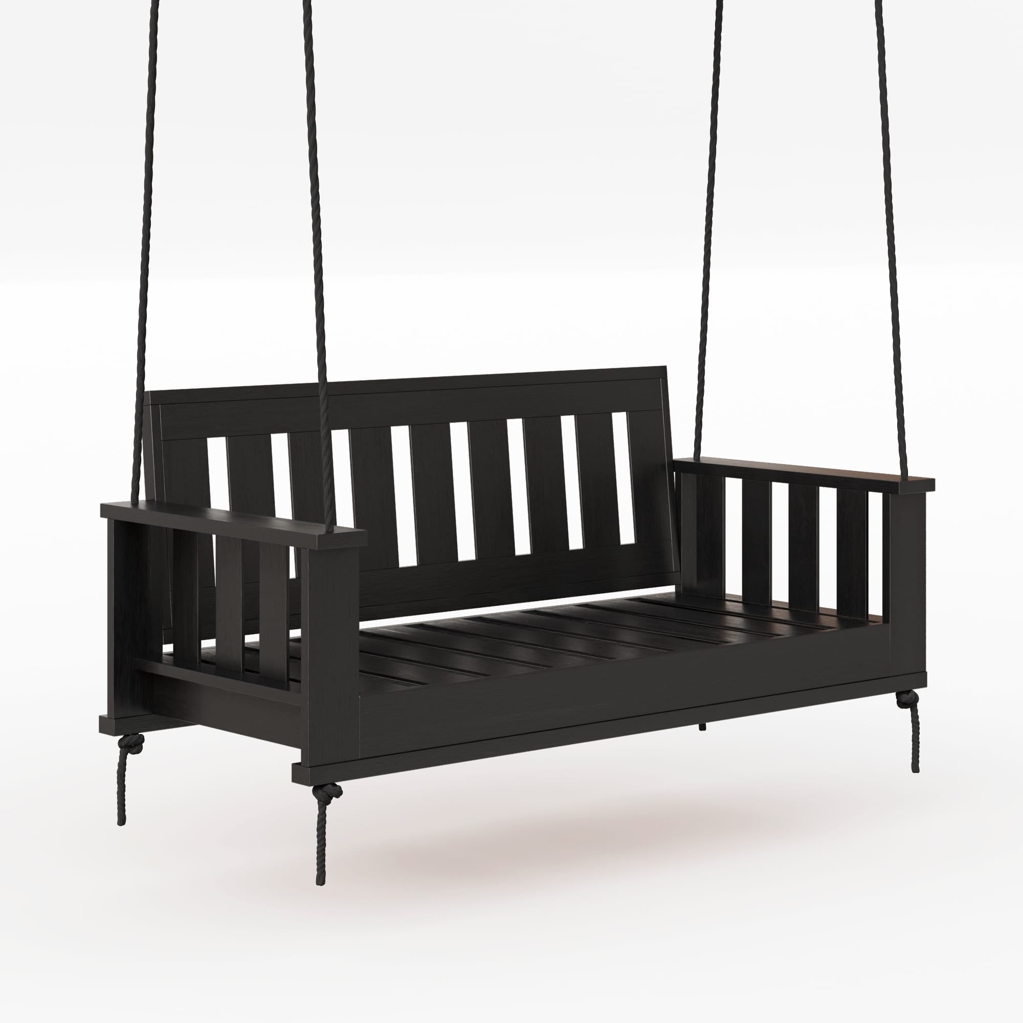Amish Casual Rockford Daybed Swing Package with Included Cushions, Sofa, Tricorn Black Paint