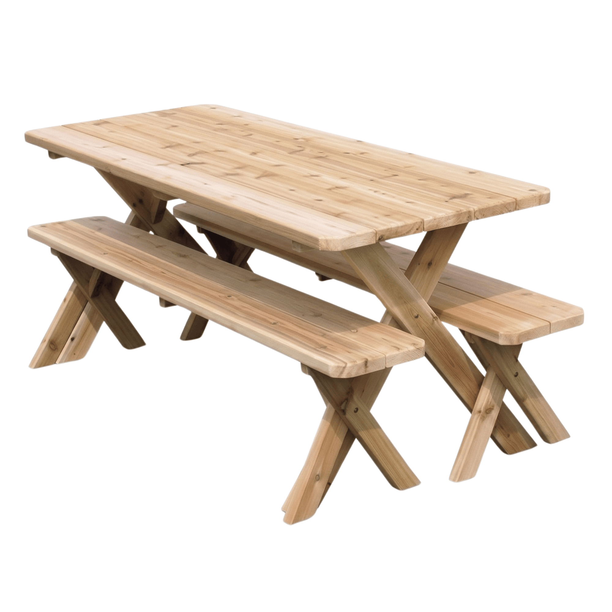 Keystone Amish Co. Red Cedar Crossleg Outdoor Table with Benches