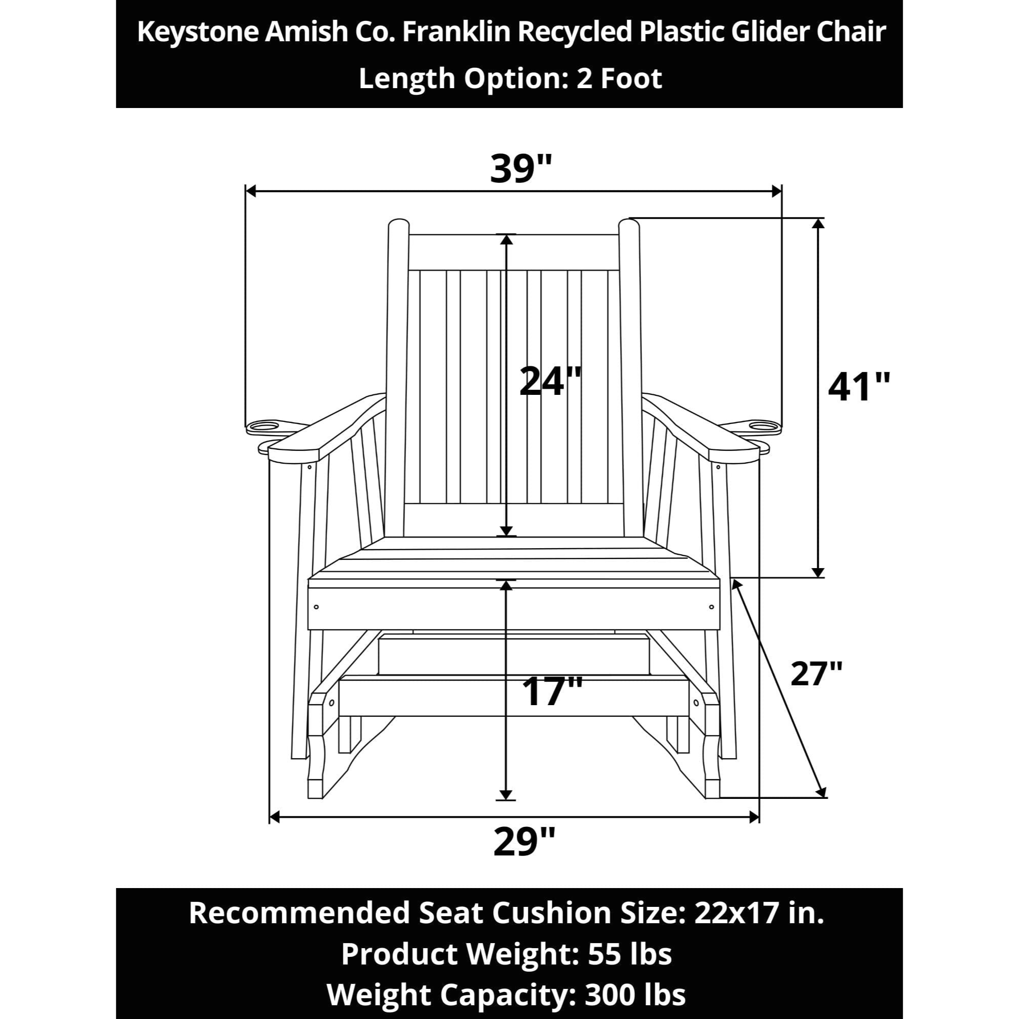 Keystone Amish Co. Franklin Recycled Plastic Glider Chair