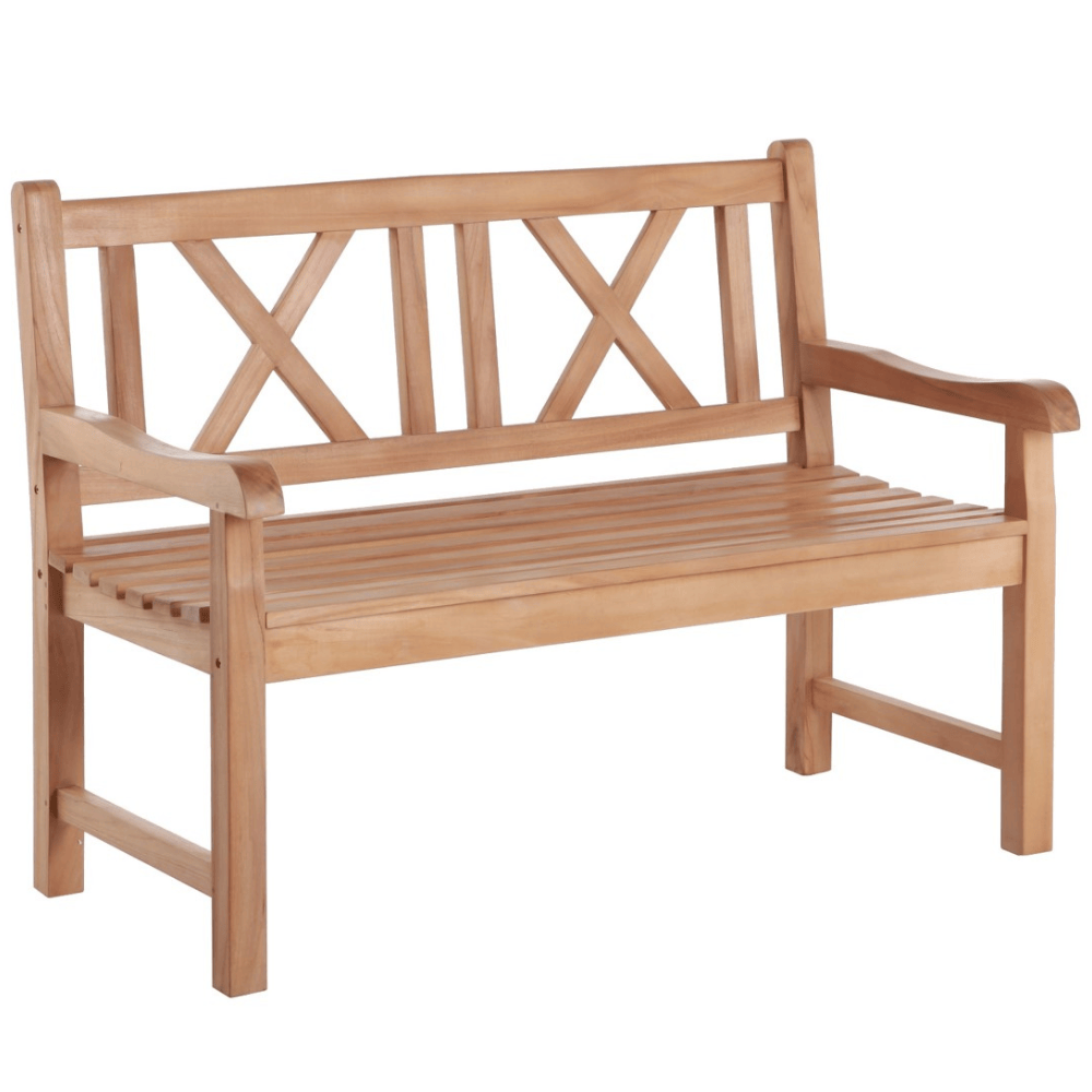 Åre 2 Person Natural Teak Outdoor Patio and Garden Bench