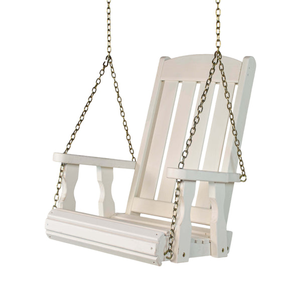 Amish Casual Heavy Duty Outdoor Wood Swing Chair in White Stain