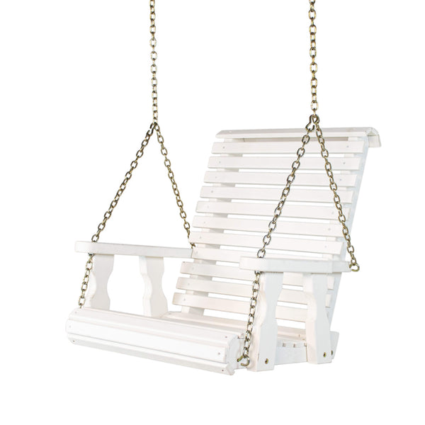 Amish Casual Heavy Duty Solid White Stain Roll Back Swing Chair