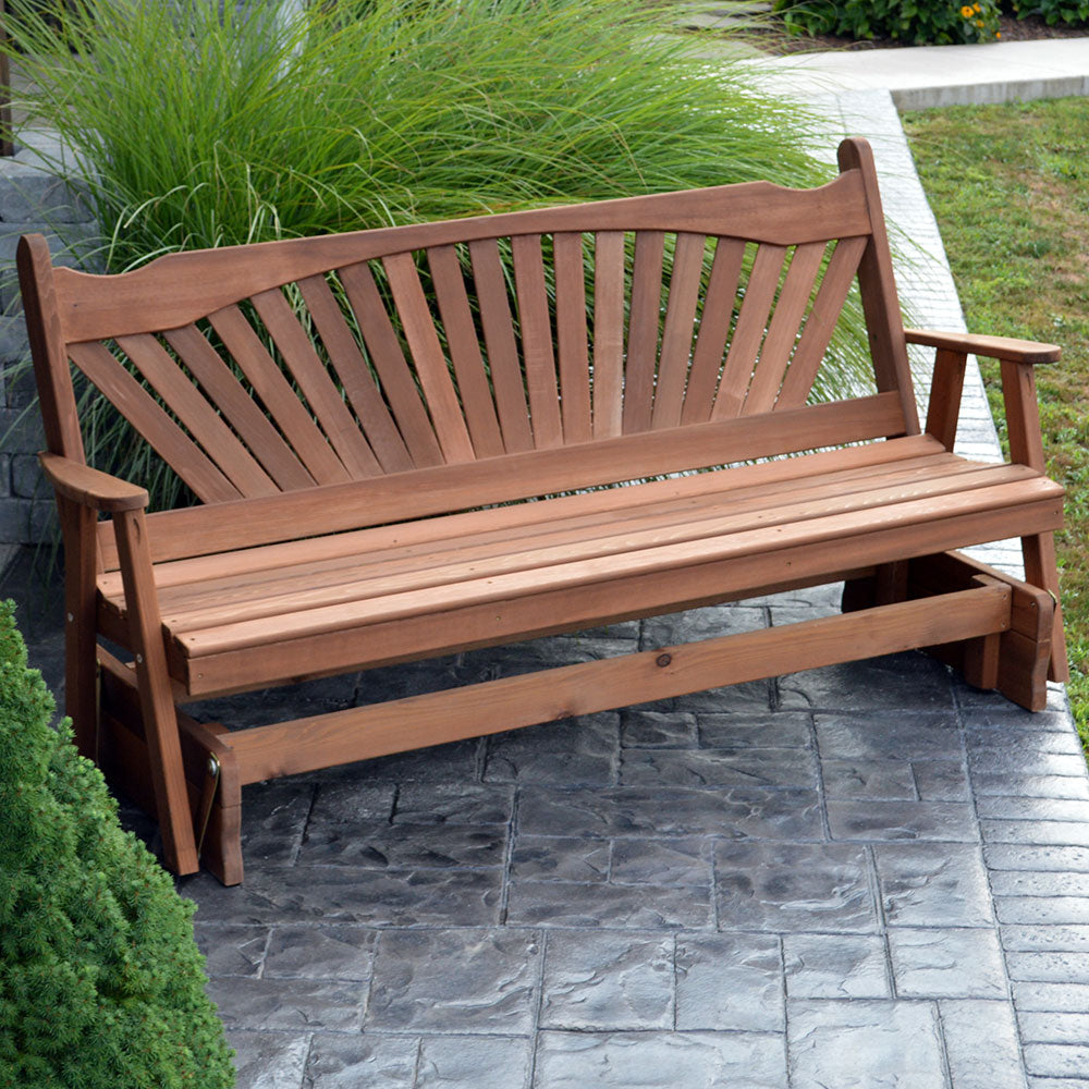 A&L Furniture Co. Fanback Red Cedar Porch Glider