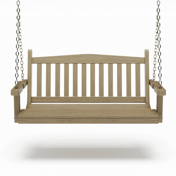 SimplyPoly 4 Foot Amish Made Mission Recycled Plastic Porch Swing, Birchwood Wood Grain