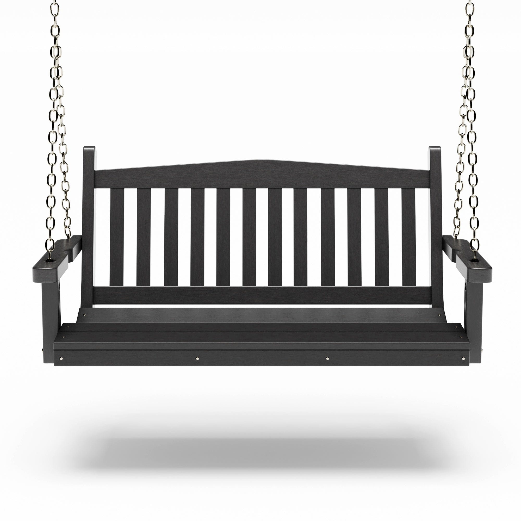 SimplyPoly 4 Foot Amish Made Mission Recycled Plastic Porch Swing, Black