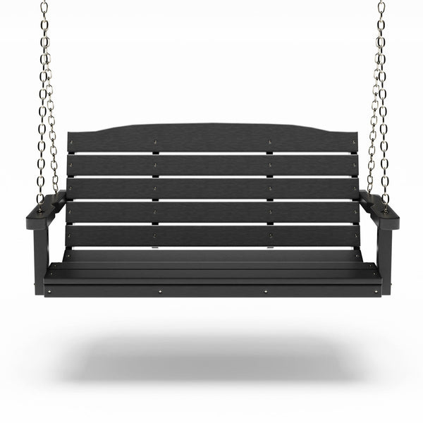 SimplyPoly 4 Foot Amish Made Classic Recycled Plastic Porch Swing, Black