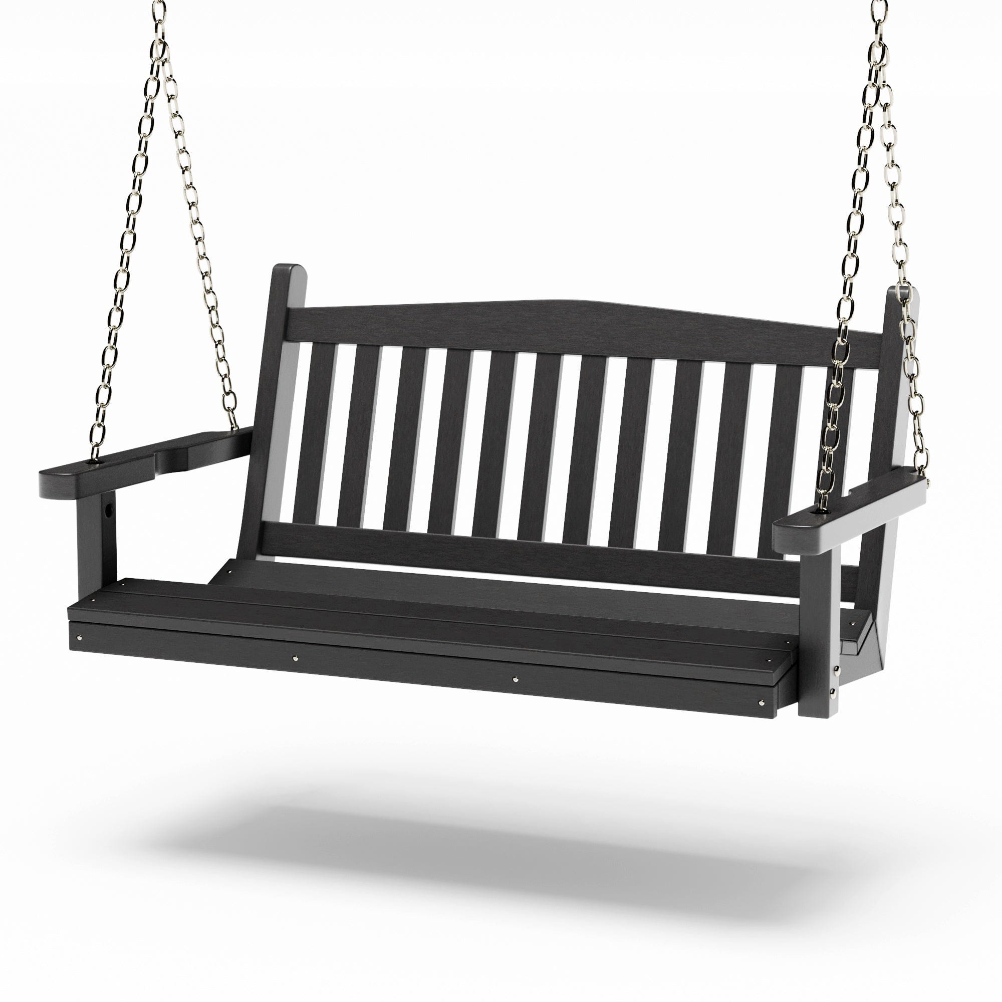 SimplyPoly 4 Foot Amish Made Mission Recycled Plastic Porch Swing, Black