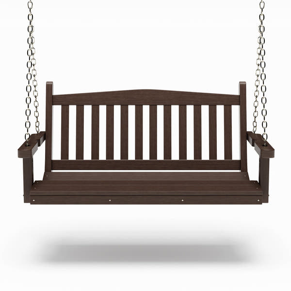 SimplyPoly 4 Foot Amish Made Mission Recycled Plastic Porch Swing, Brazilian Walnut Wood Grain