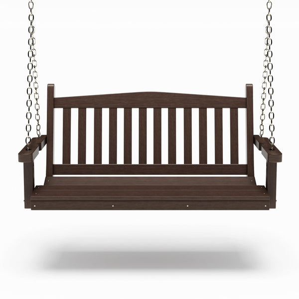 SimplyPoly 5 Foot Amish Made Mission Recycled Plastic Porch Swing, Brazilian Walnut Wood Grain