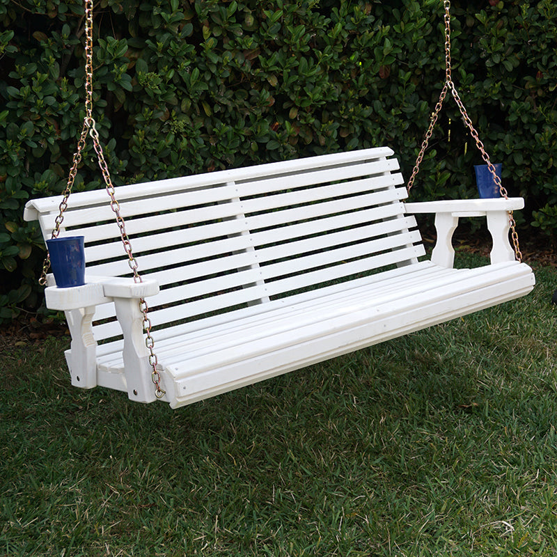 Centerville Amish Heavy Duty Roll Back White Porch Swing