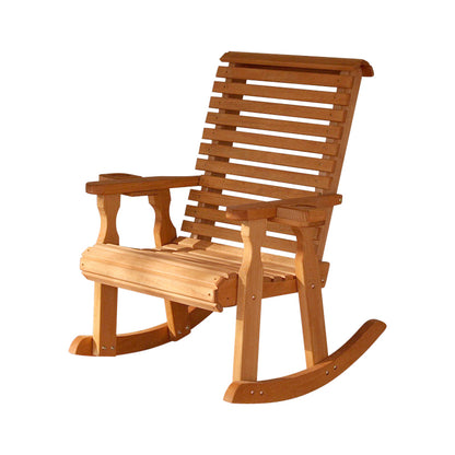 Amish Casual Heavy Duty Roll Back Wooden Outdoor Rocking Chair