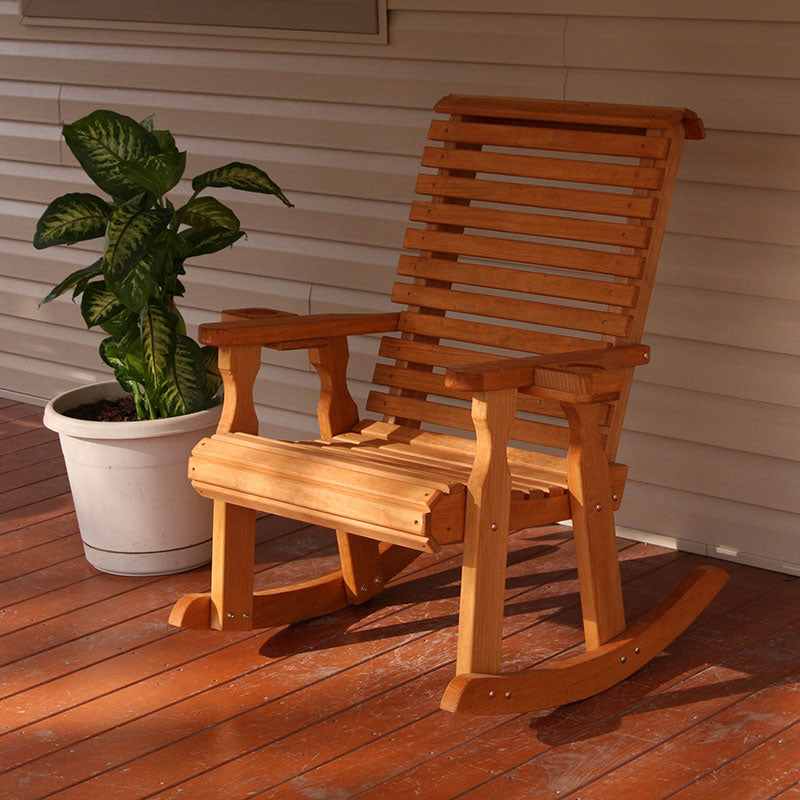 Centerville Amish Heavy Duty Roll Back Wooden Outdoor Rocking Chair