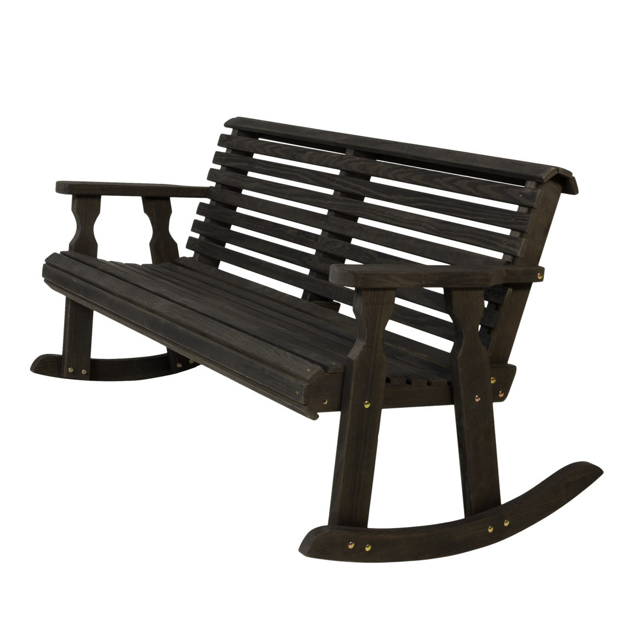 Amish Casual Roll Back Wooden Outdoor Double Rocker Bench