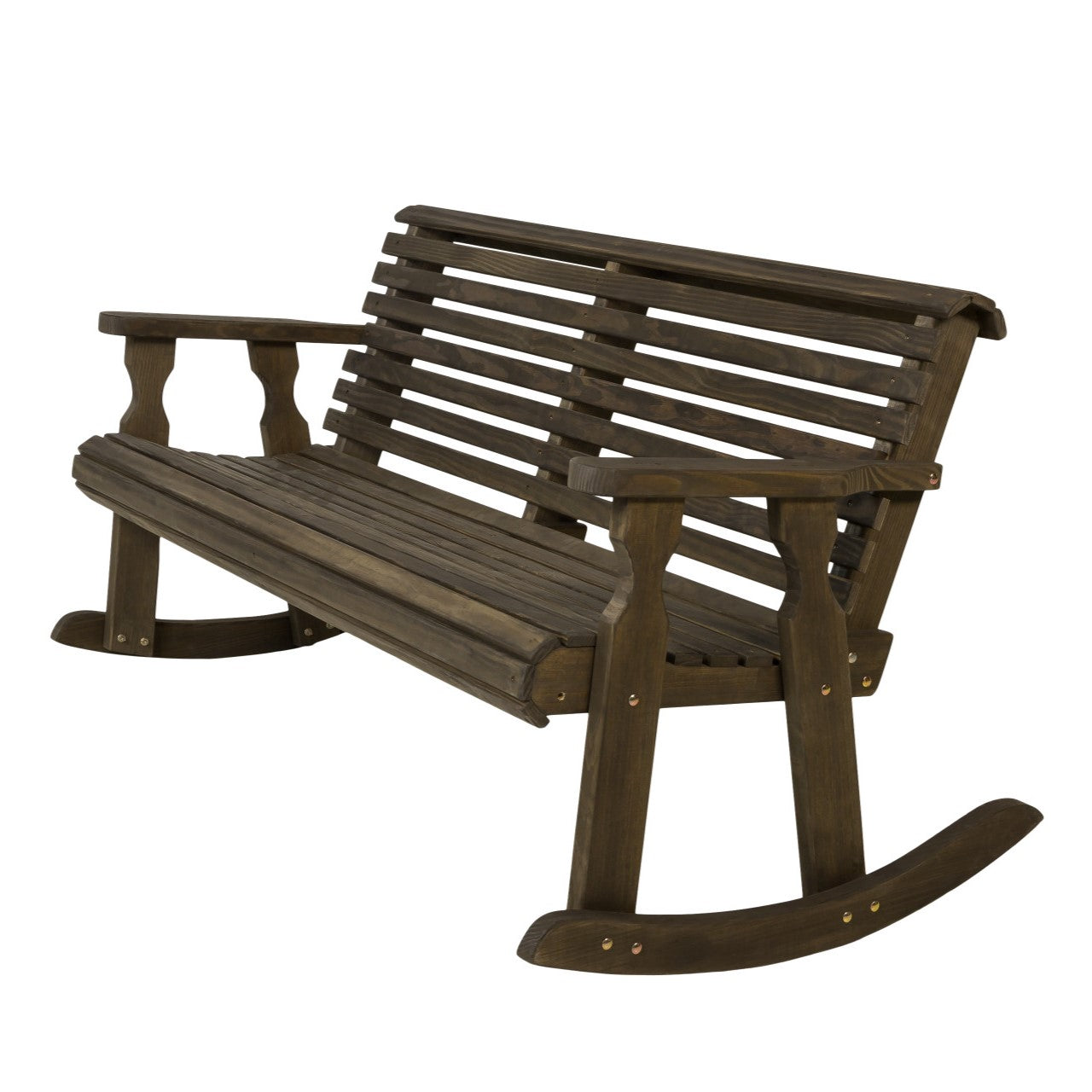 Amish Casual Roll Back Wooden Outdoor Double Rocker Bench