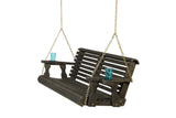 Wooden Roll Back Swing in Semi-Solid Black with Cup Holders