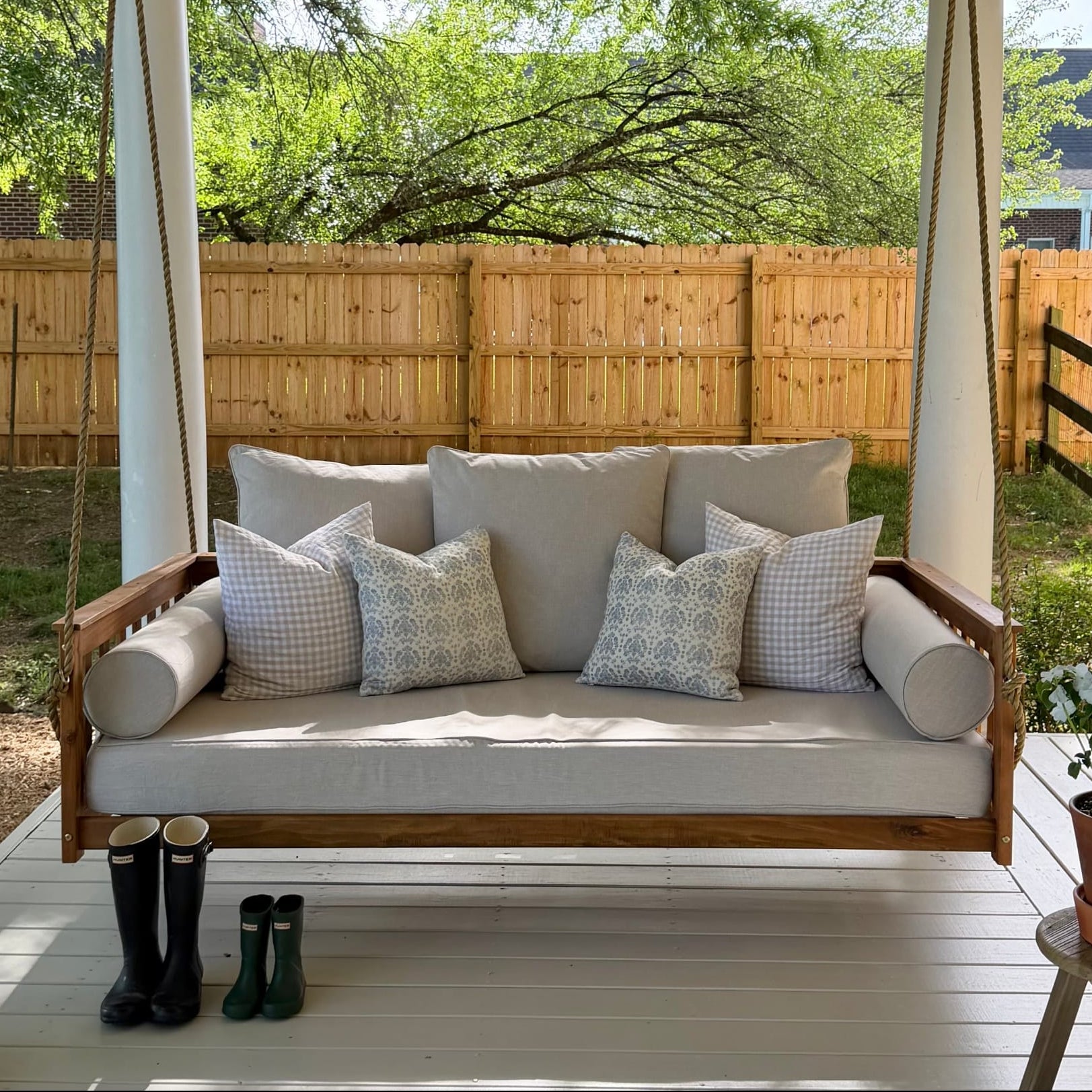 Twin Charleston Daybed Swing in Oiled Acacia finish