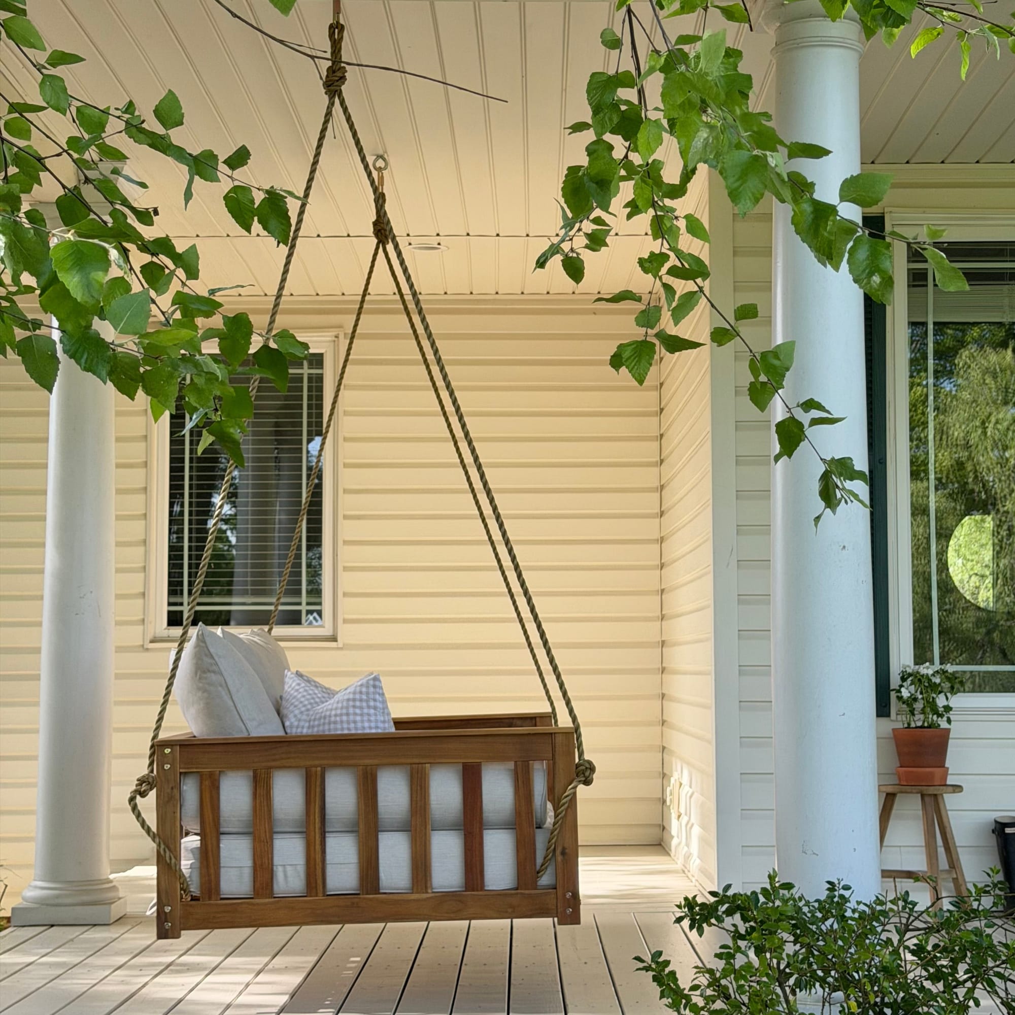 Twin Charleston Daybed Swing in Oiled Acacia