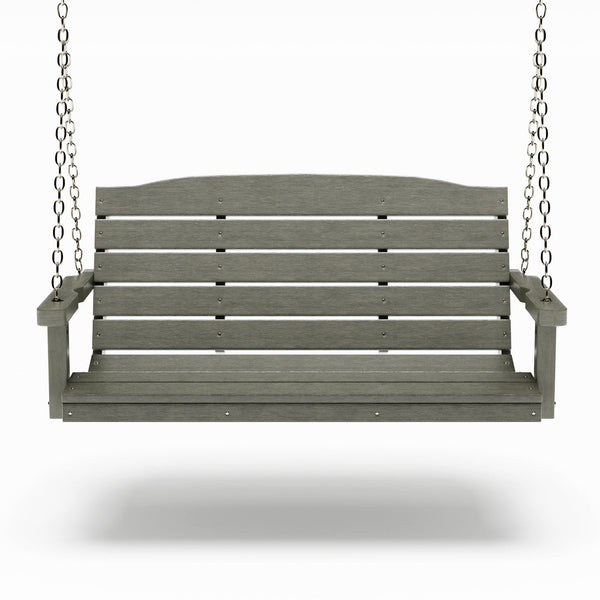 SimplyPoly 5 Foot Amish Made Classic Recycled Plastic Porch Swing, Dark Grey