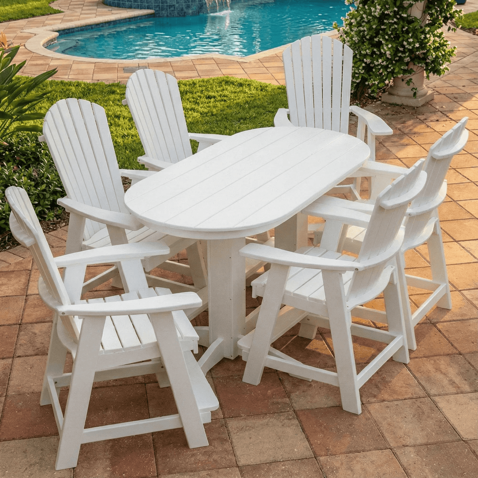 Keystone Amish Co. Sunburst 7-Piece Counter Height Poly Oval Dining Set