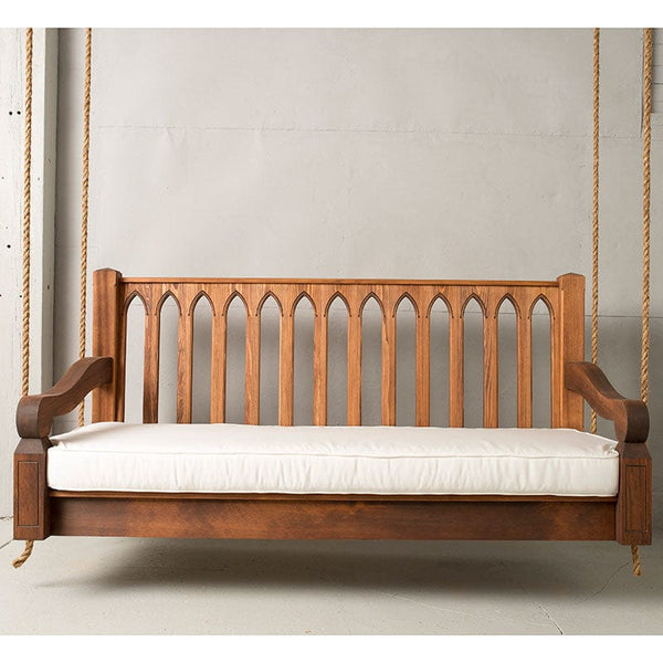 Nostalgic 57 in. Mahogany Stain Cathedral Red Cedar Porch Swing
