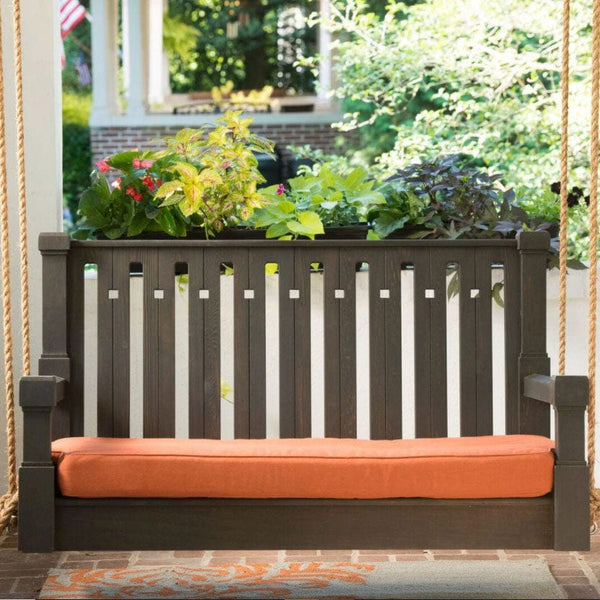 Nostalgic 57 in. Slate Grey Stain Craftsman Red Cedar Porch Swing