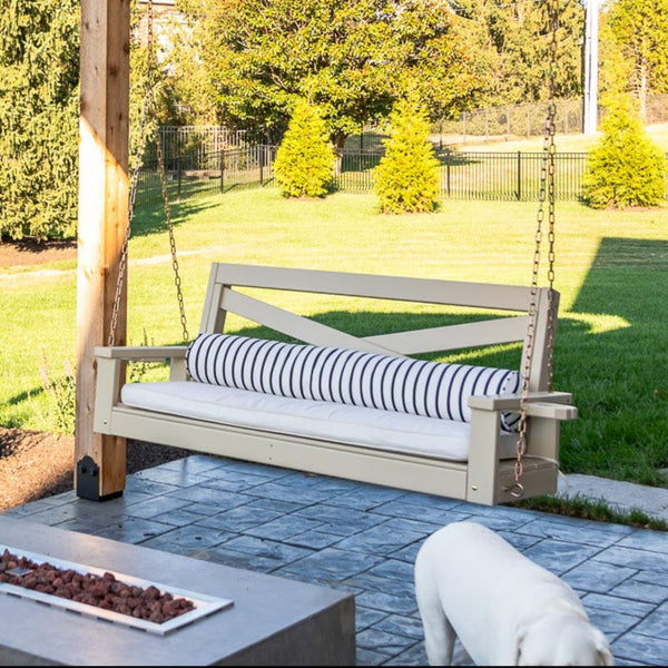 Amish Casual Boardwalk Porch Swing in Relaxed Khaki Paint