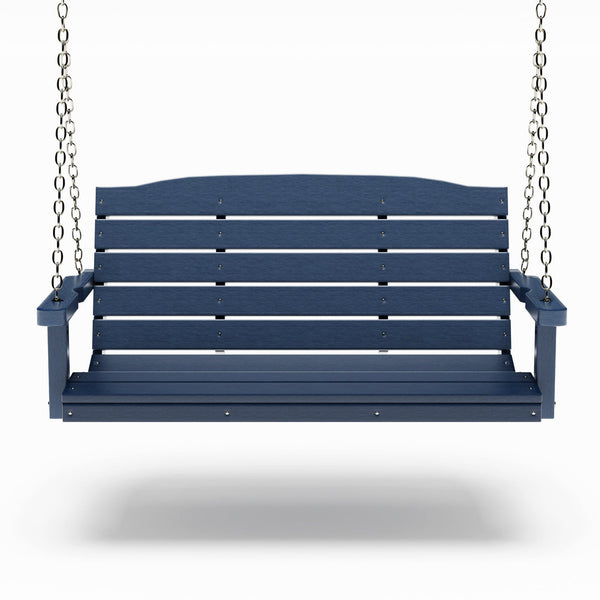 SimplyPoly 5 Foot Amish Made Classic Recycled Plastic Porch Swing, Patriot Blue