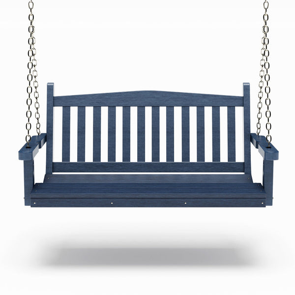 SimplyPoly 4 Foot Amish Made Mission Recycled Plastic Porch Swing, Patriot Blue