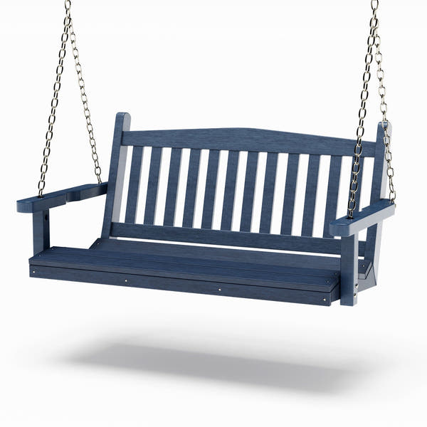 SimplyPoly 4 Foot Amish Made Mission Recycled Plastic Porch Swing, Patriot Blue
