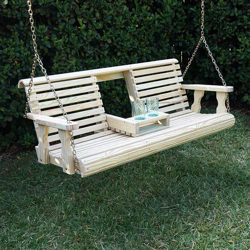 Porchgate Amish Heavy Duty Rollback Console Porch Swing