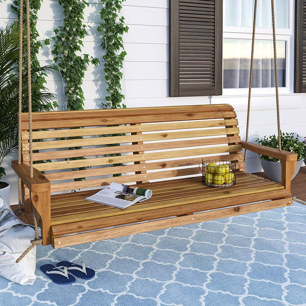 Texas Cedar Co. Classic Roll Back Red Cedar 5-Foot Porch Swing