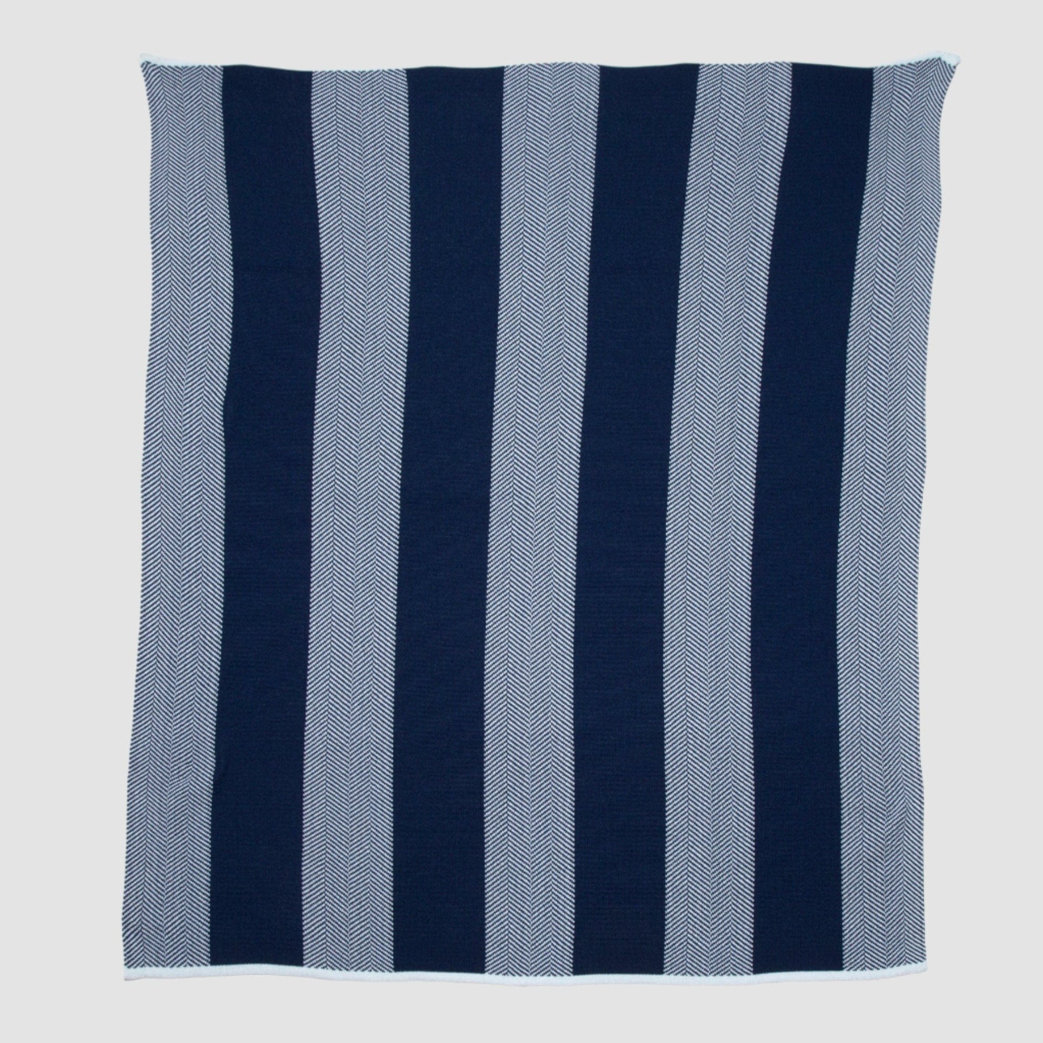 Indoor | Outdoor Sustainable Knit Throw Blanket - Poly Herringbone Stripe
