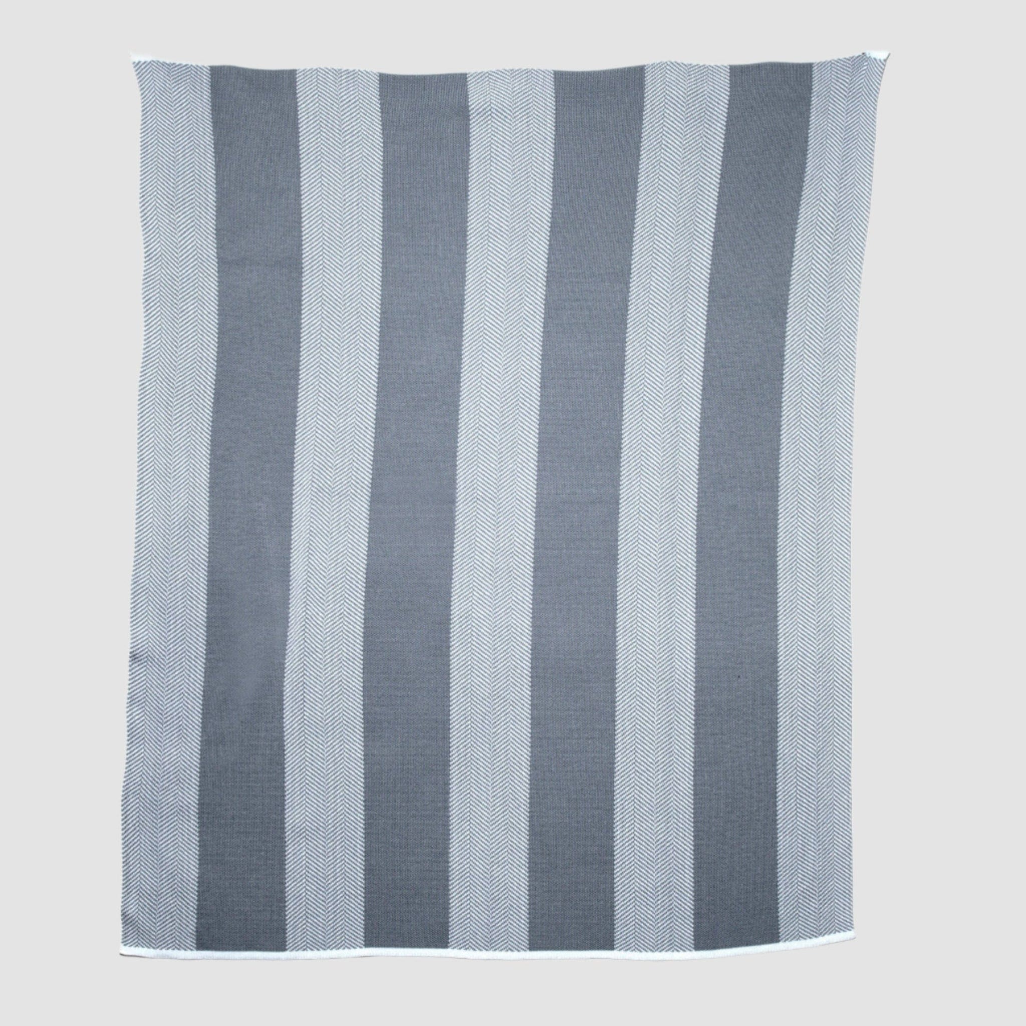 Indoor | Outdoor Sustainable Knit Throw Blanket - Poly Herringbone Stripe