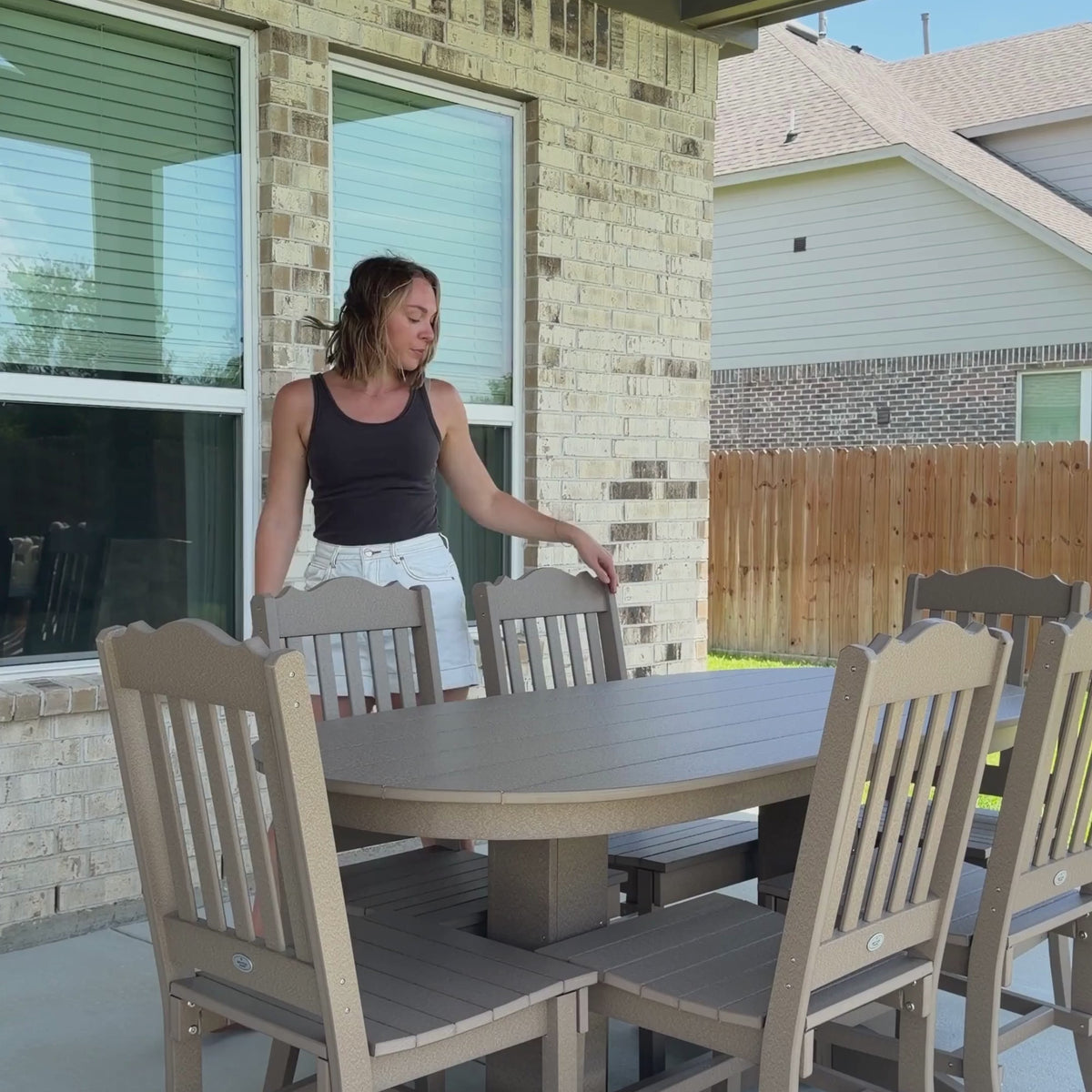 Keystone Amish Co. York 7-Piece Oval Outdoor Dining Set in Weathered Wood
