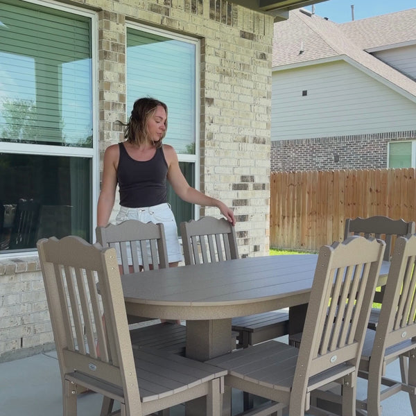 Keystone Amish Co. Poly Composite Oval Outdoor Dining Set in Weathered Wood