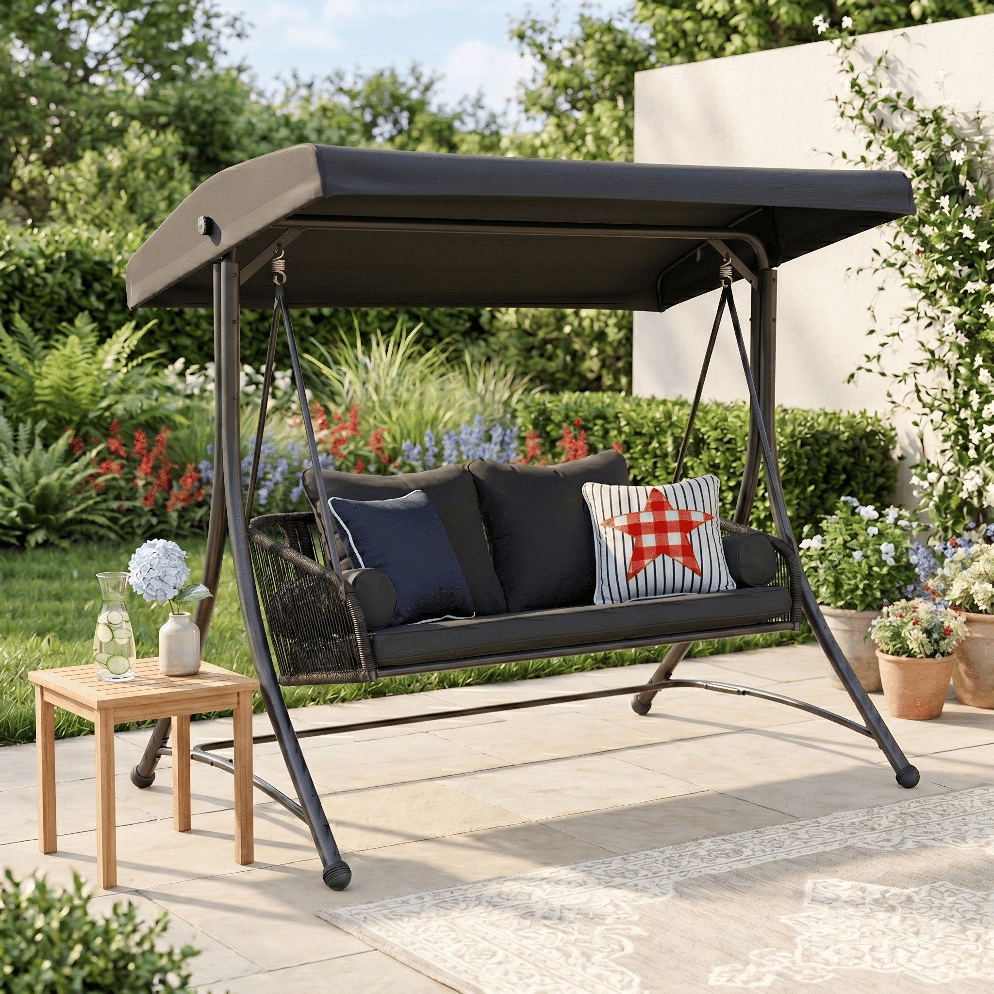 East Green Ramona Patio Swing with Canopy Stand
