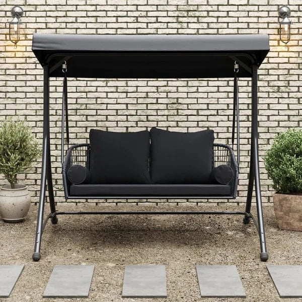 Ramona Black Patio Swing with Canopy