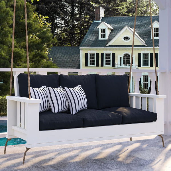 Amish Casual Rockford Daybed Swing Package with Included Cushions, Lounge, Pure White Paint