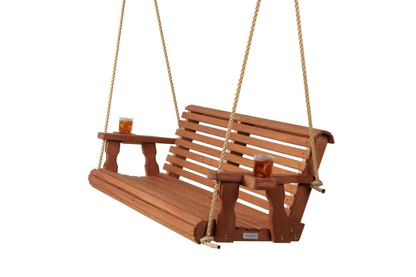 Amish Casual 4 Foot Roll Back Porch Swing in Cedar with Clearcoat