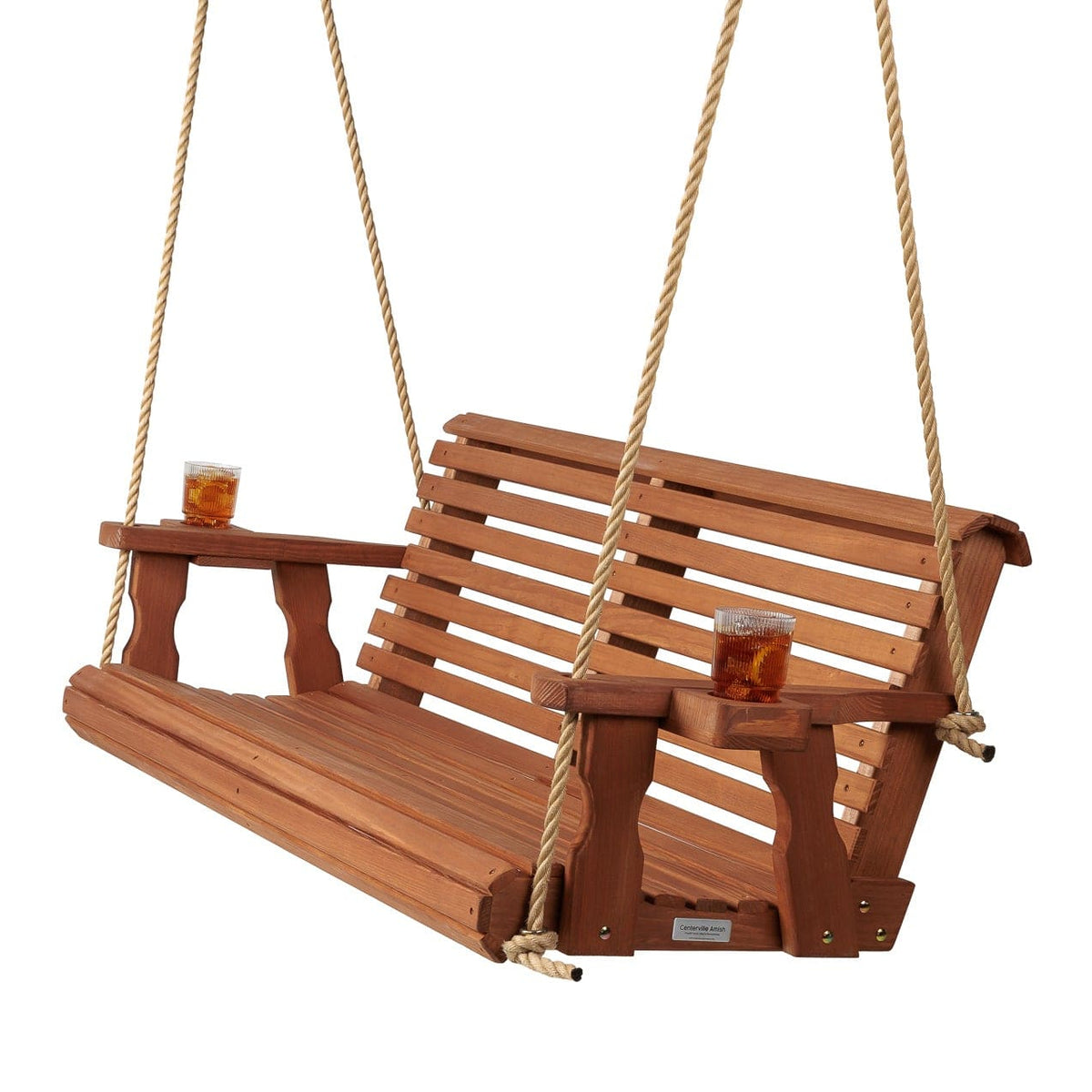 Amish Casual 4 Foot Roll Back Porch Swing in Cedar with Clearcoat