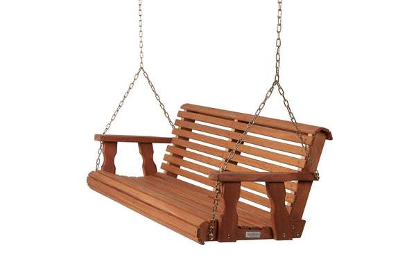 Amish Casual 4 Foot Roll Back Porch Swing in Cedar Stain