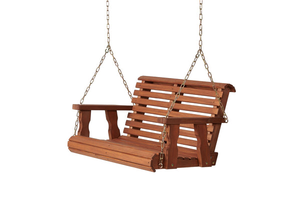 Amish Casual 3 Foot Roll Back Porch Swing in Cedar with Clearcoat