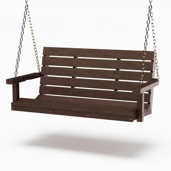 SimplyPoly 4 Foot Amish Made Signature Recycled Plastic Porch Swing, Tudor Brown